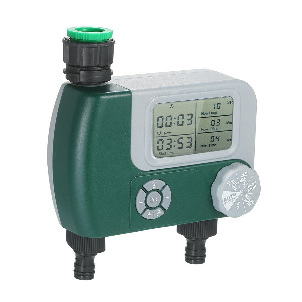 2 Outlets Programmable Hose Faucet Timer DIY Garden Irrigation Control Unit Electronic Digital LCD Irrigation Timer Image 3