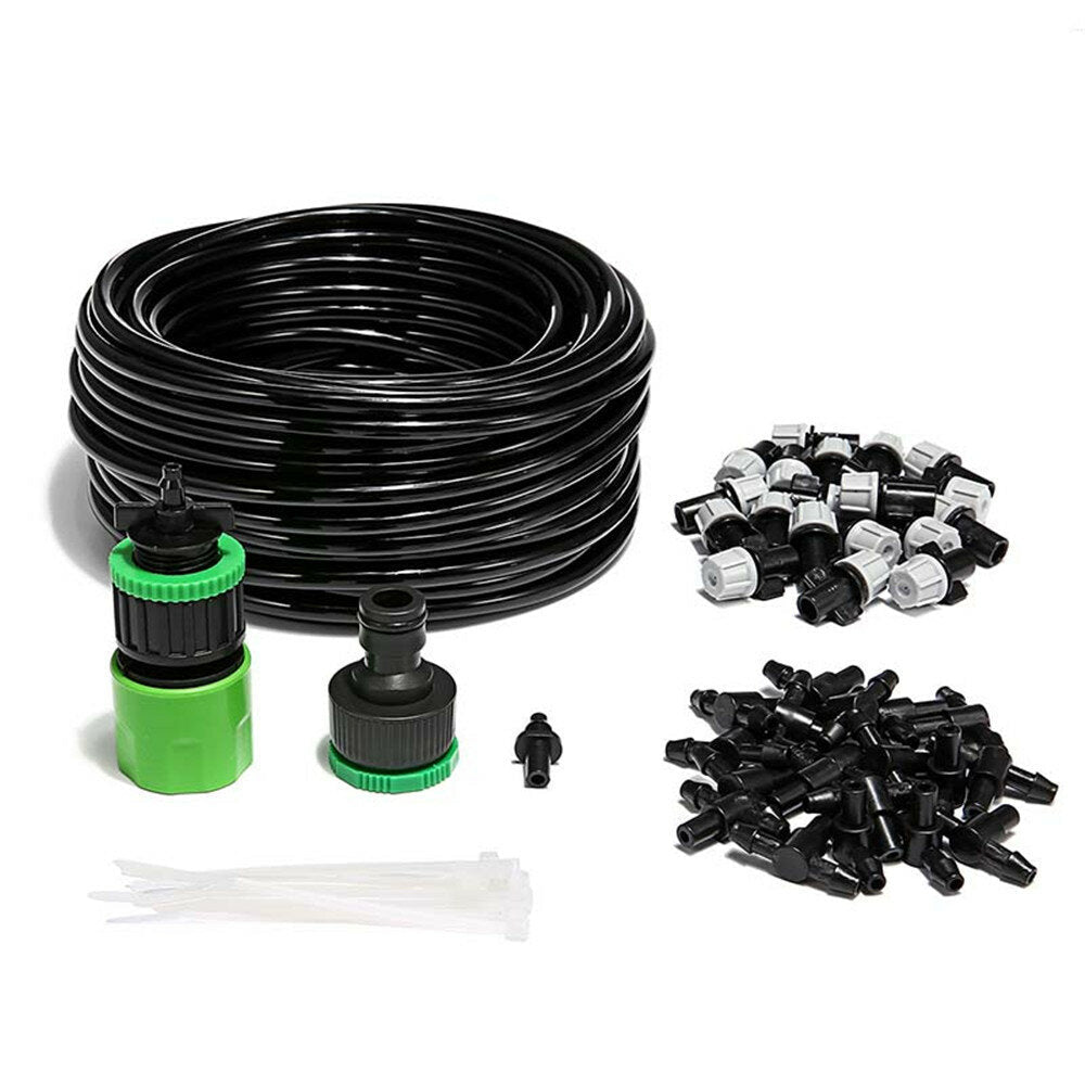 20m 66 Inch Spray Hose and 20pcs Sprinkler Nozzle Garden Patio Water Mist Coolant System Image 1