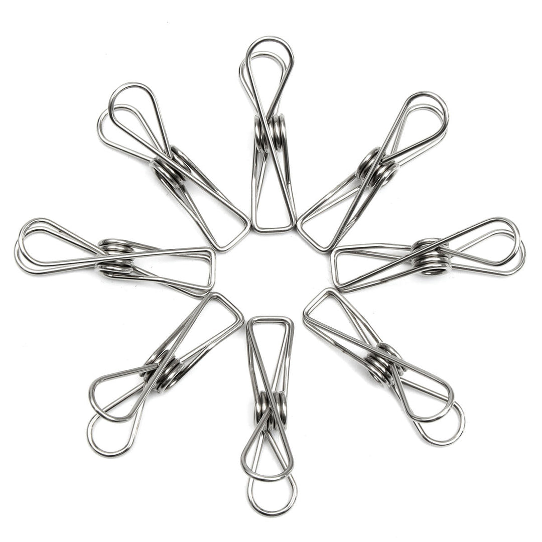 20Pcs Stainless Steel Clothes Pegs Metal Clips Hanger for Socks Underwear Towel Sheet Image 1