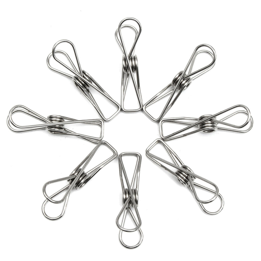 20Pcs Stainless Steel Clothes Pegs Metal Clips Hanger for Socks Underwear Towel Sheet Image 1