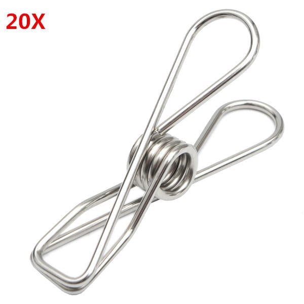 20Pcs Stainless Steel Clothes Pegs Metal Clips Hanger for Socks Underwear Towel Sheet Image 2