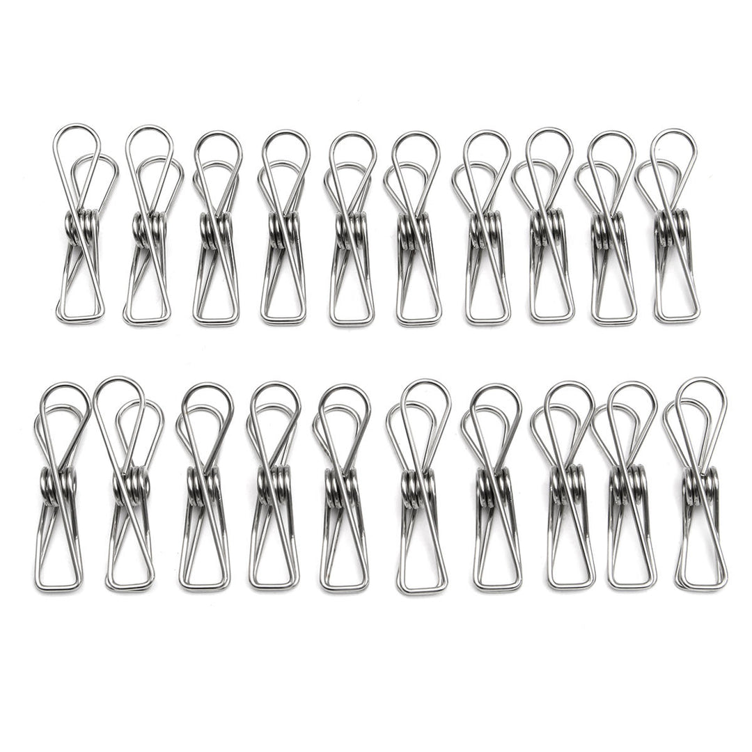 20Pcs Stainless Steel Clothes Pegs Metal Clips Hanger for Socks Underwear Towel Sheet Image 3