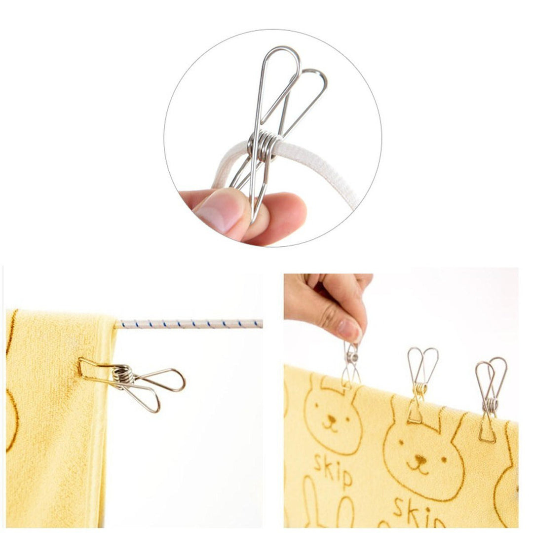 20Pcs Stainless Steel Clothes Pegs Metal Clips Hanger for Socks Underwear Towel Sheet Image 4