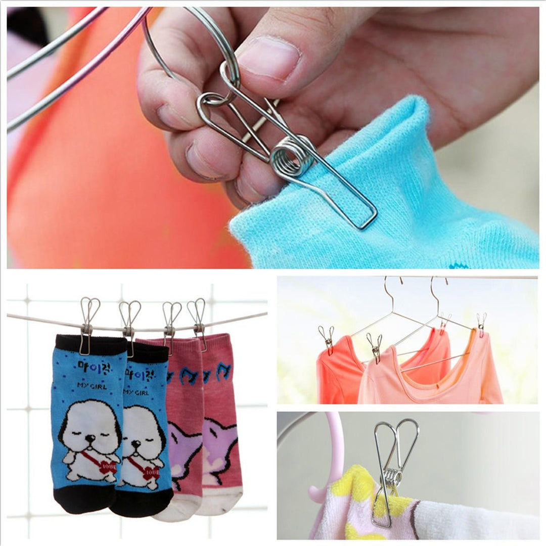 20Pcs Stainless Steel Clothes Pegs Metal Clips Hanger for Socks Underwear Towel Sheet Image 5