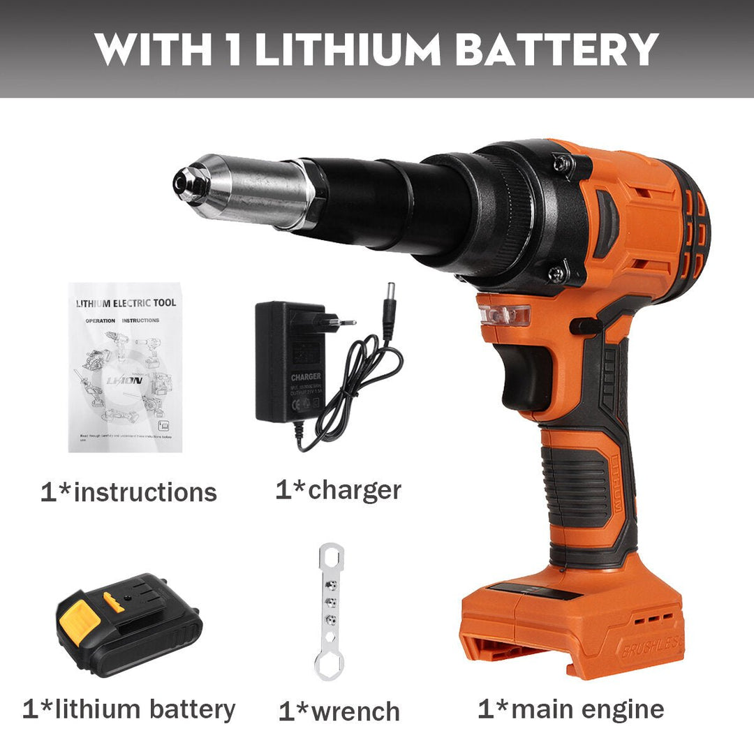 21V Electric Rivet Cordless Rivet Nut Drill Insert Nut Pull Riveting Tool 2.4-4.8mm With LED Light Image 1