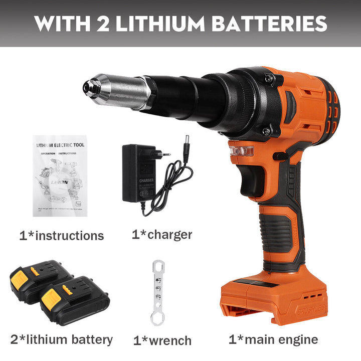 21V Electric Rivet Cordless Rivet Nut Drill Insert Nut Pull Riveting Tool 2.4-4.8mm With LED Light Image 4