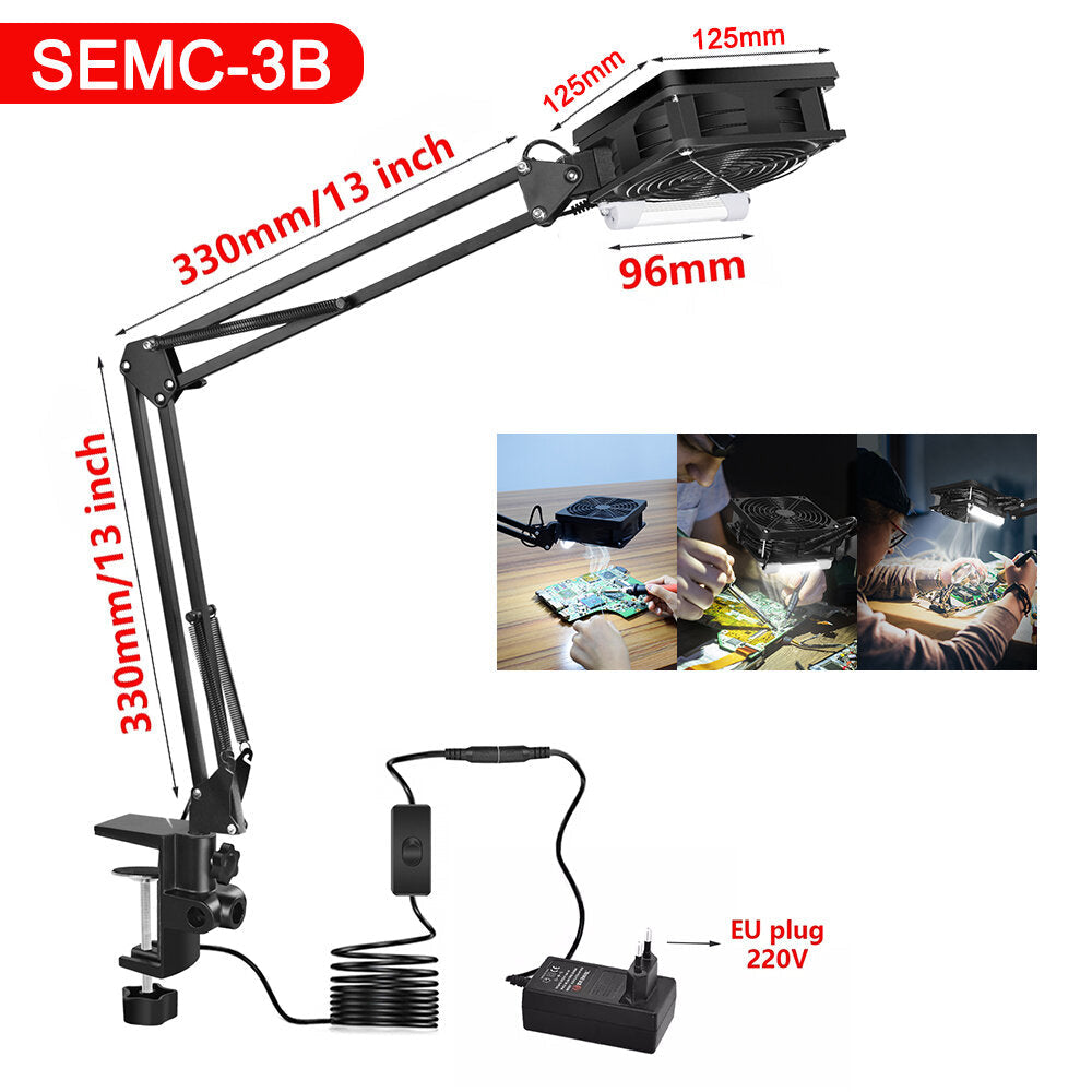 220V Soldering Exhaust Fan Welding Smoking Device with Energy-Saving Lamp Soldering Tool Image 6