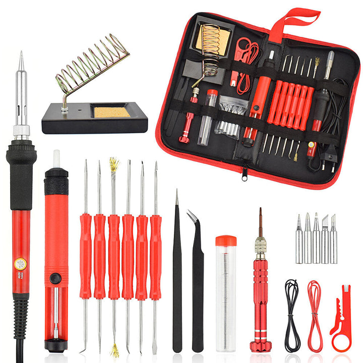 26Pcs 60W Multi-functional Electric Solder Iron Kit Screwdriver Desoldering Pump Tip Wire Pliers + Tool Bag EU Plug,US Image 1