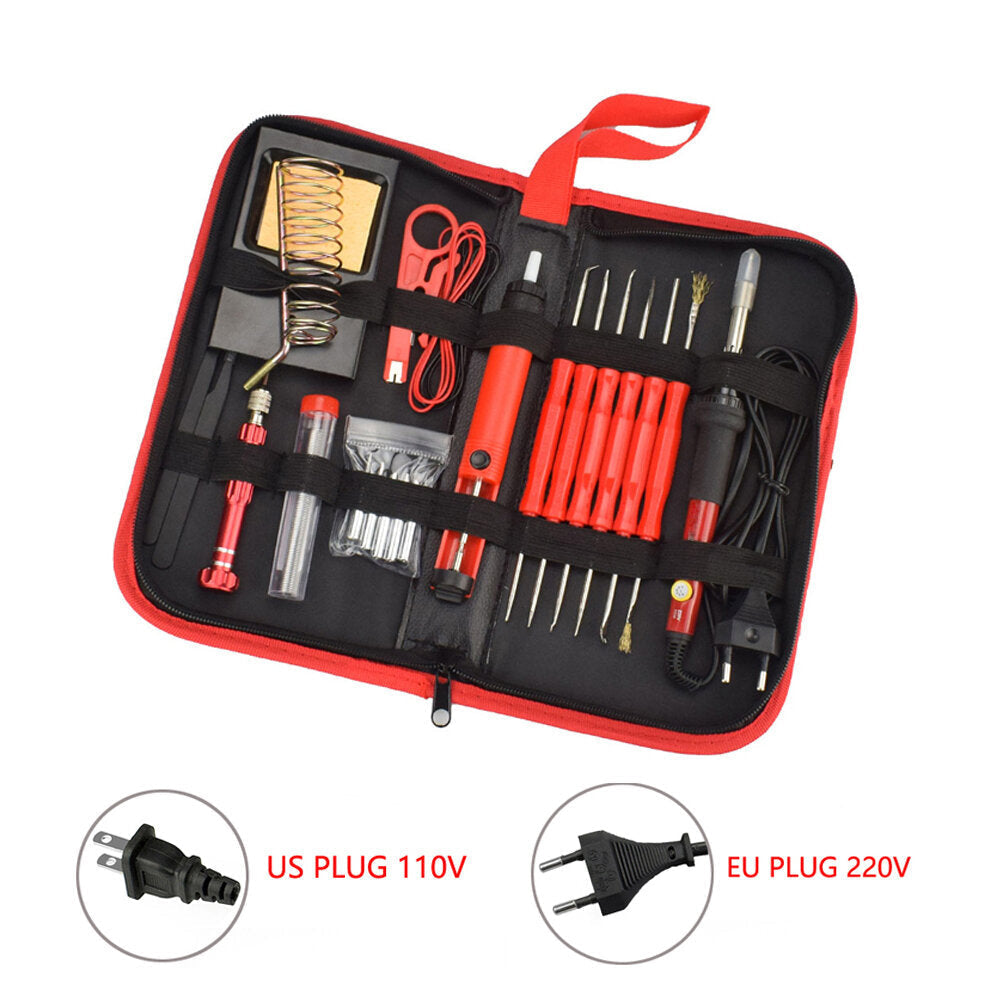 26Pcs 60W Multi-functional Electric Solder Iron Kit Screwdriver Desoldering Pump Tip Wire Pliers + Tool Bag EU Plug,US Image 10