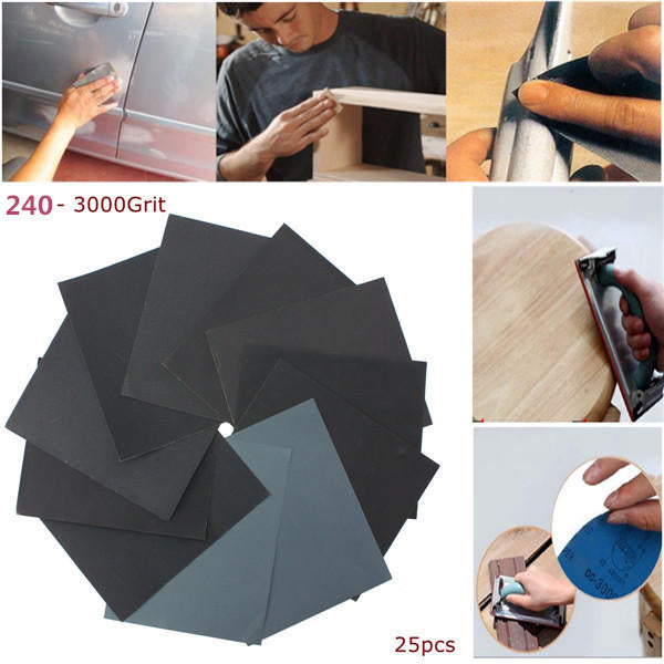 25pcs 230mm x 280mm Silicon Carbide Waterproof Sandpaper 240-3000 Grit Sanding Sheets Image 6