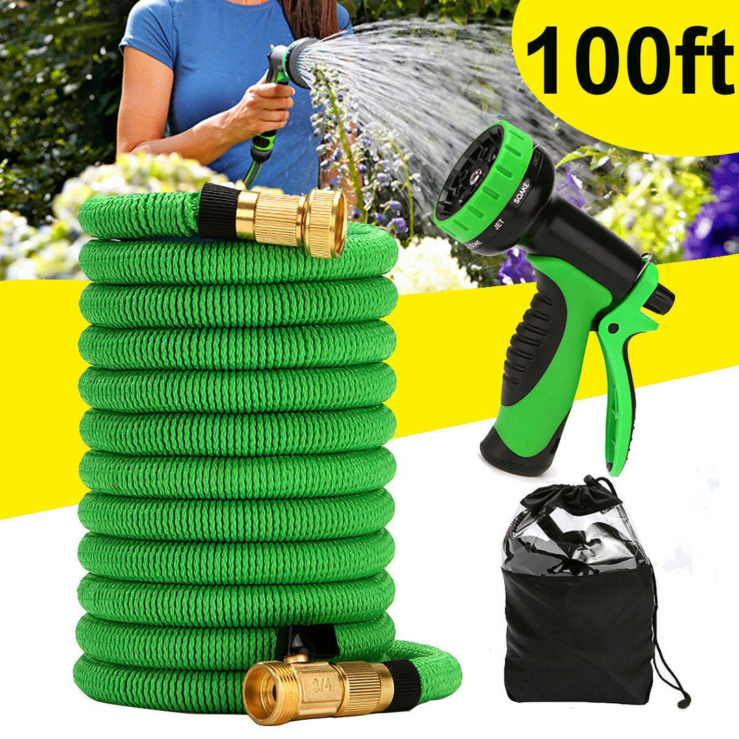 25-100ft Expandable Flexible Garden Water Hose Water Pipe Watering Sprayer Image 1