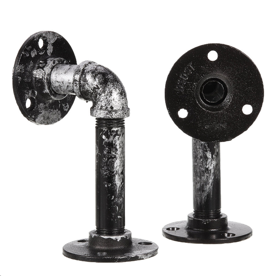 2Pcs Industrial Steel Pipe Shelf Bracket DIY Rustic Heavy Duty Decor Shelves Image 1