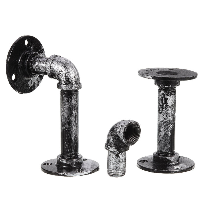 2Pcs Industrial Steel Pipe Shelf Bracket DIY Rustic Heavy Duty Decor Shelves Image 7