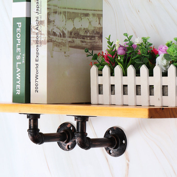 2Pcs Industrial Steel Pipe Shelf Bracket DIY Rustic Heavy Duty Decor Shelves Image 11