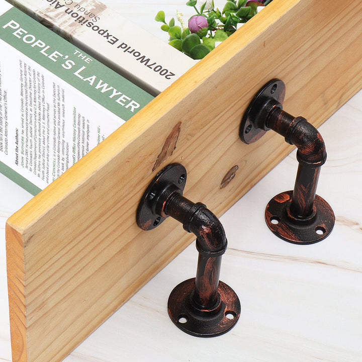 2Pcs Industrial Steel Pipe Shelf Bracket DIY Rustic Heavy Duty Decor Shelves Image 12