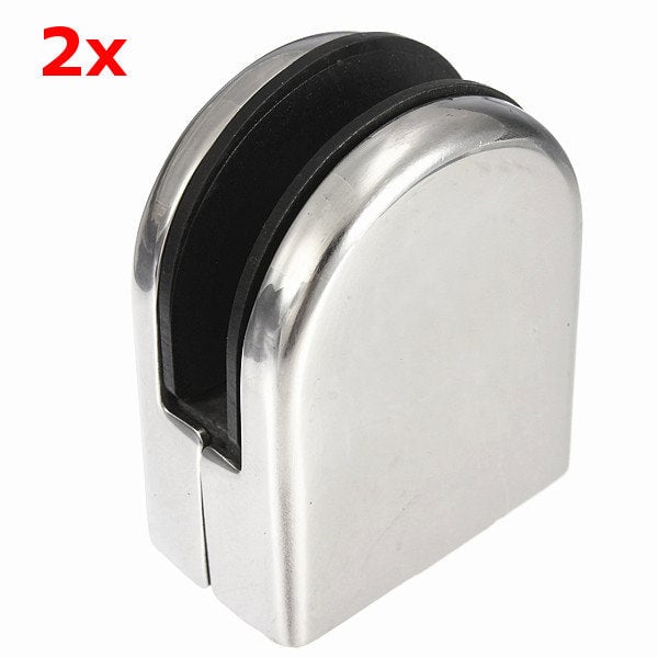 2Pcs Stainless Steel 304 Glass Clip Clamp Holder Flat for Handrail Window Image 1