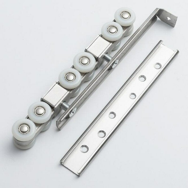 2pcs Stainless Steel Sliding Wooden Door Wheels Roller Closet Track Pulley Hanging Super Bearing Image 1