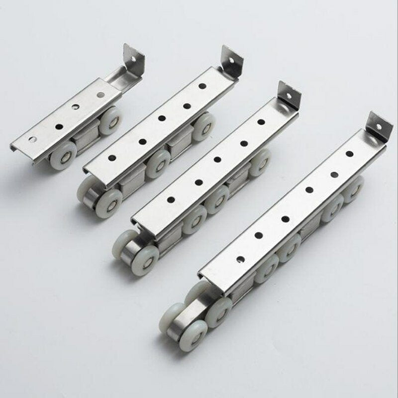 2pcs Stainless Steel Sliding Wooden Door Wheels Roller Closet Track Pulley Hanging Super Bearing Image 2