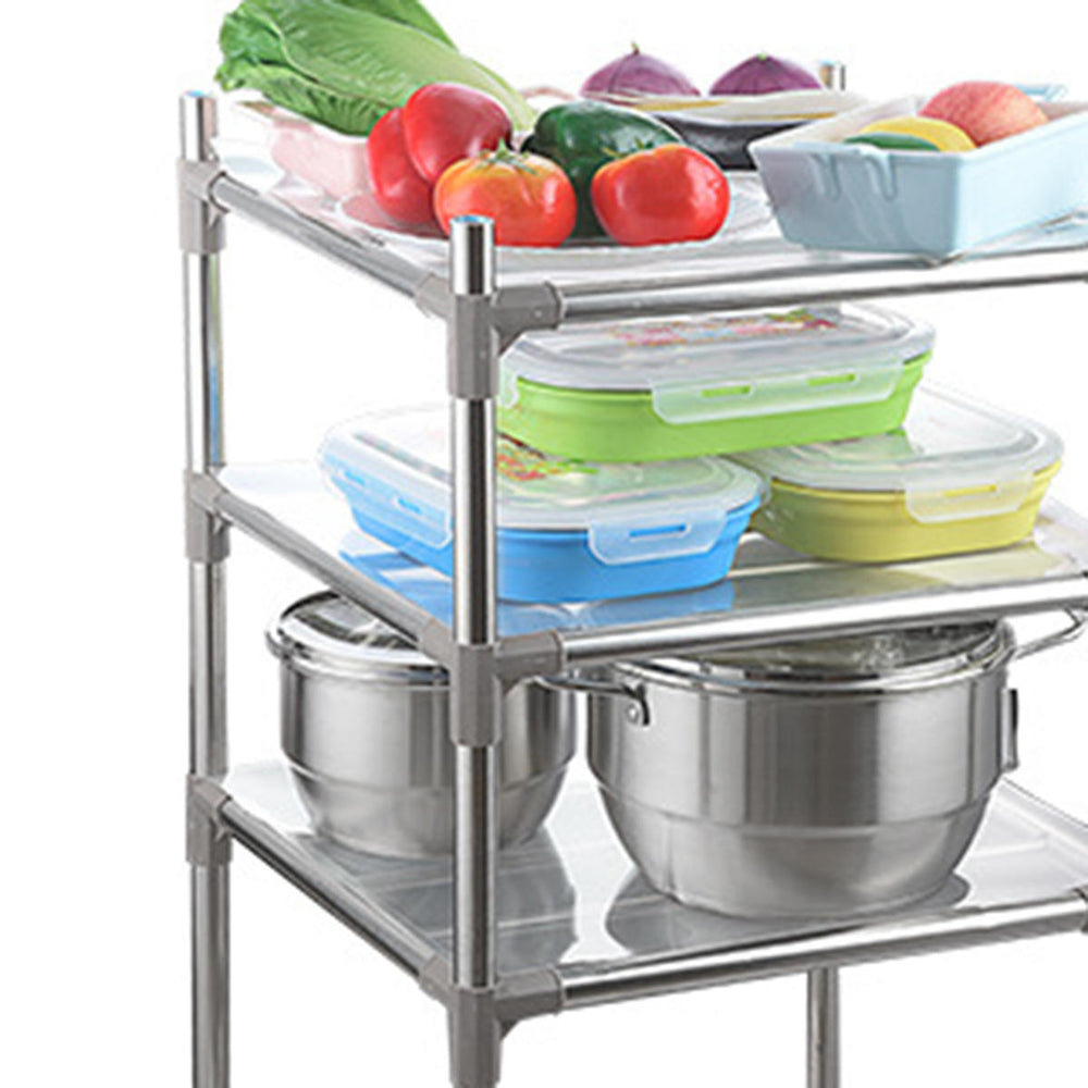 3,4 Layers Free-standing Stainless Steel Kitchen Rack Sheelf Pot Storage Holder Image 2