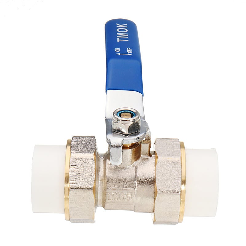 3,4" 1" 1-1,4" PPR Brass Ball Valve Heat Fusion Double Union Socket Plumbing Fitting Image 2