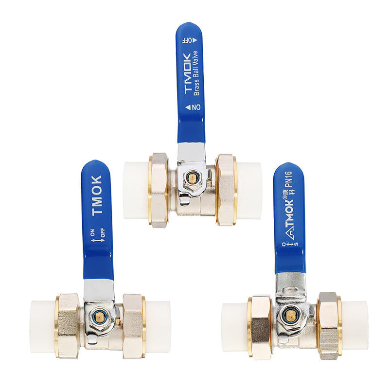 3,4" 1" 1-1,4" PPR Brass Ball Valve Heat Fusion Double Union Socket Plumbing Fitting Image 8