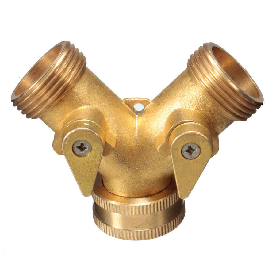 3,4 " Brass Garden Irrigation Hose Splitter Faucet Manifold 2 Way Y Shape Adapter Pipe Tap Connector Image 1