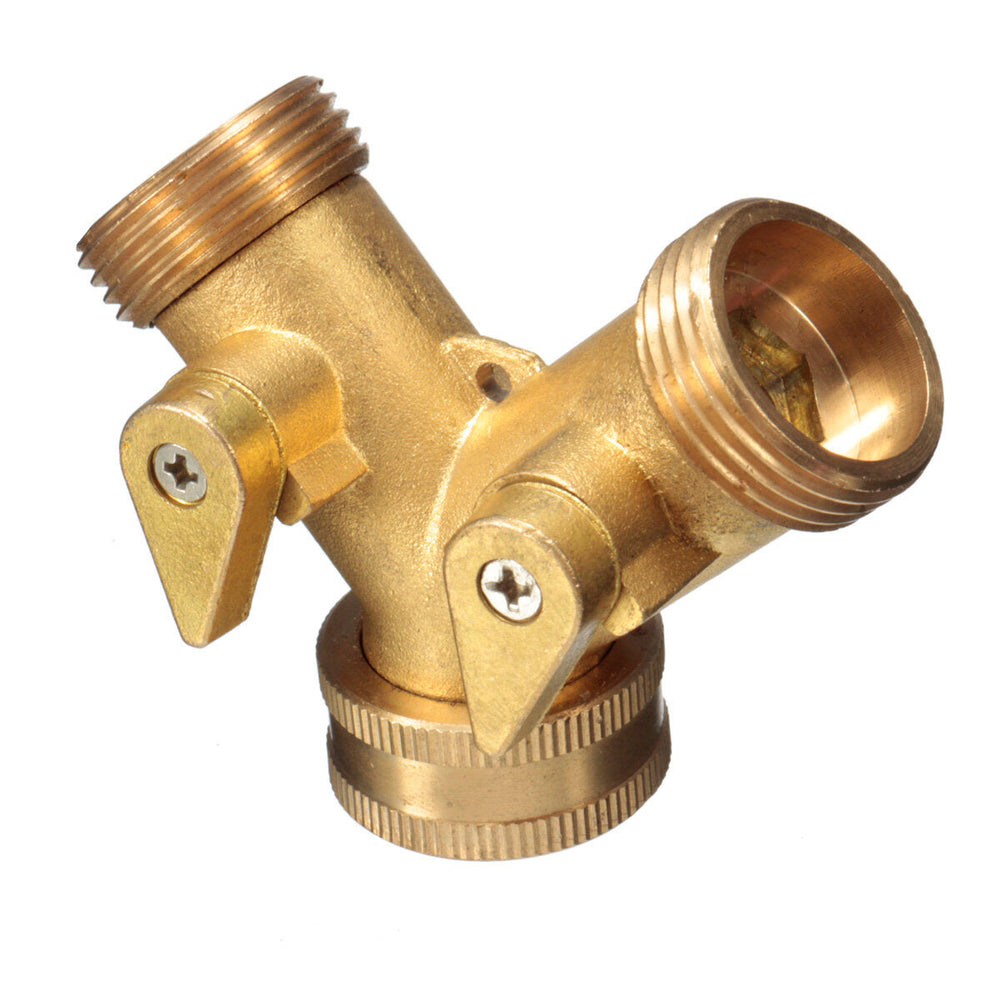 3,4 " Brass Garden Irrigation Hose Splitter Faucet Manifold 2 Way Y Shape Adapter Pipe Tap Connector Image 2