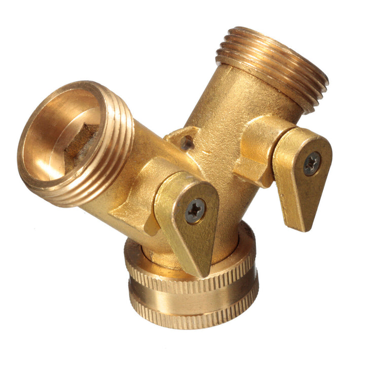 3,4 " Brass Garden Irrigation Hose Splitter Faucet Manifold 2 Way Y Shape Adapter Pipe Tap Connector Image 3