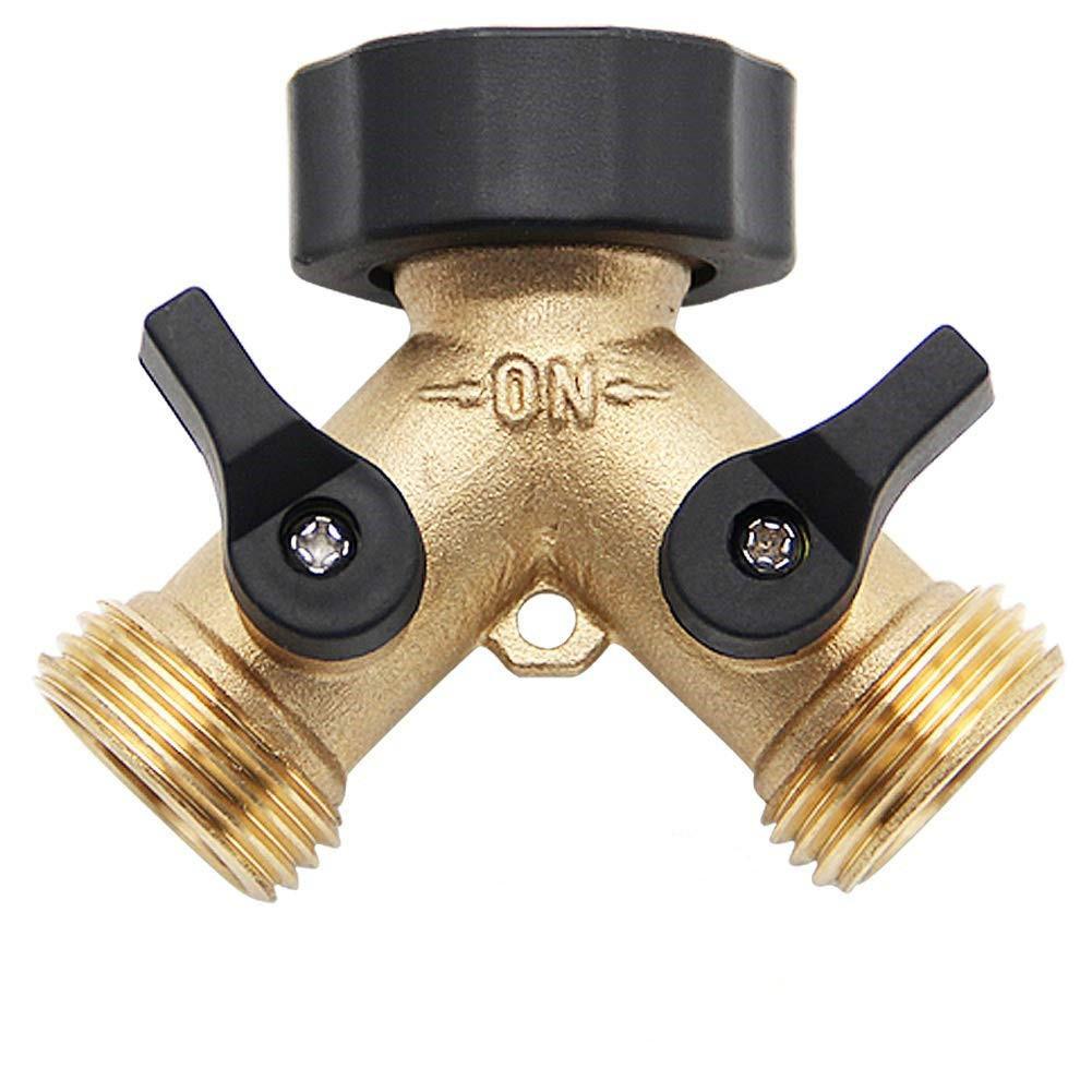 3,4 Inch 2 Way Brass Hose Faucet Manifold Garden Tap Splitter Water Segregator Pipe Divider Switcher Control Shut Off Image 1