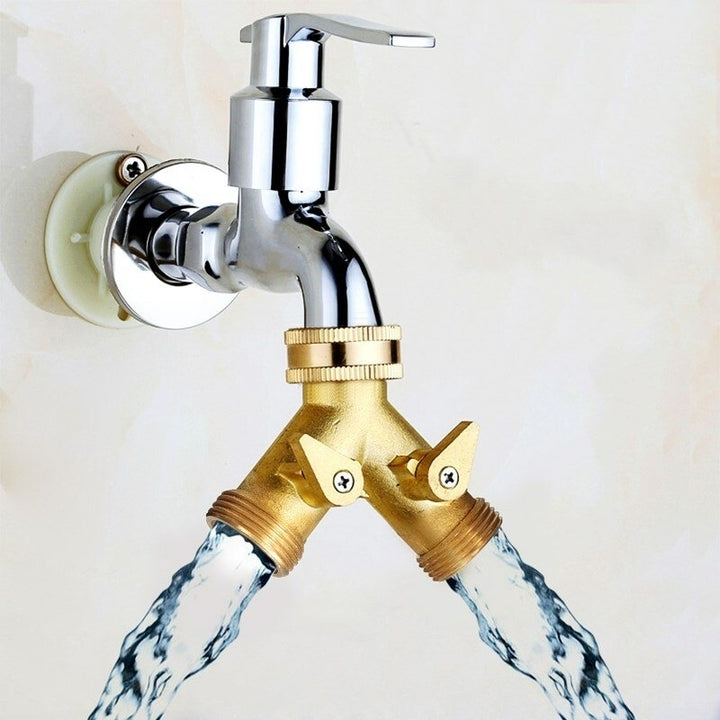 3,4 " Brass Garden Irrigation Hose Splitter Faucet Manifold 2 Way Y Shape Adapter Pipe Tap Connector Image 5