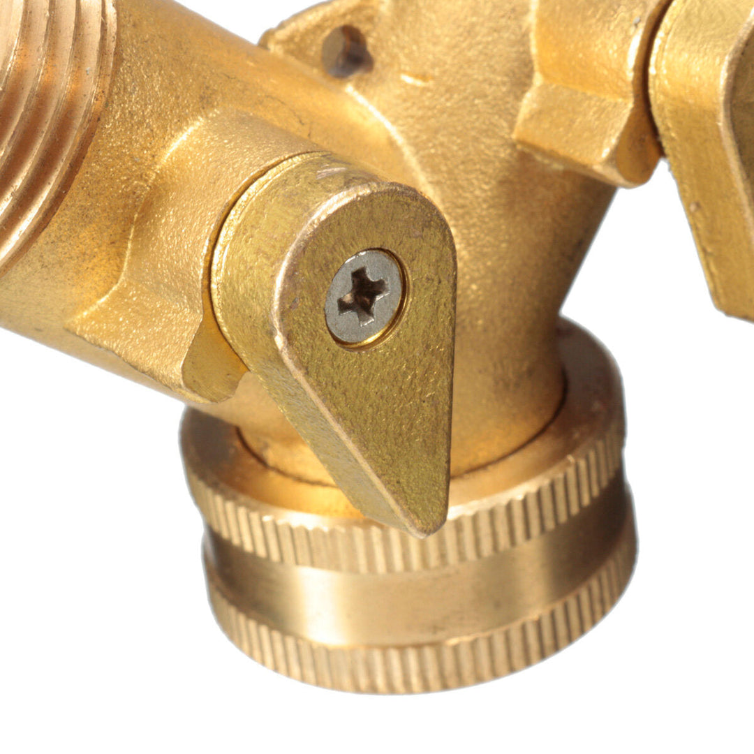 3,4 " Brass Garden Irrigation Hose Splitter Faucet Manifold 2 Way Y Shape Adapter Pipe Tap Connector Image 8