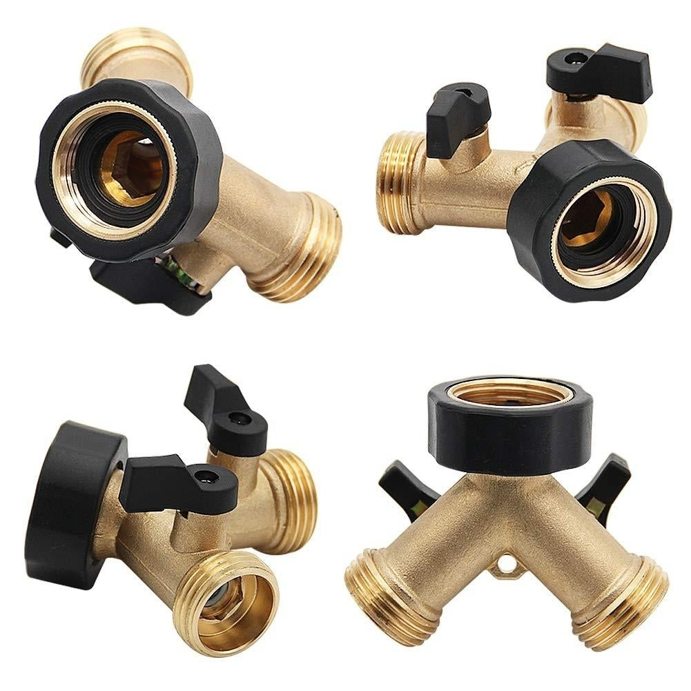 3,4 Inch 2 Way Brass Hose Faucet Manifold Garden Tap Splitter Water Segregator Pipe Divider Switcher Control Shut Off Image 6