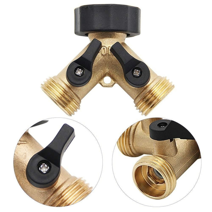 3,4 Inch 2 Way Brass Hose Faucet Manifold Garden Tap Splitter Water Segregator Pipe Divider Switcher Control Shut Off Image 7