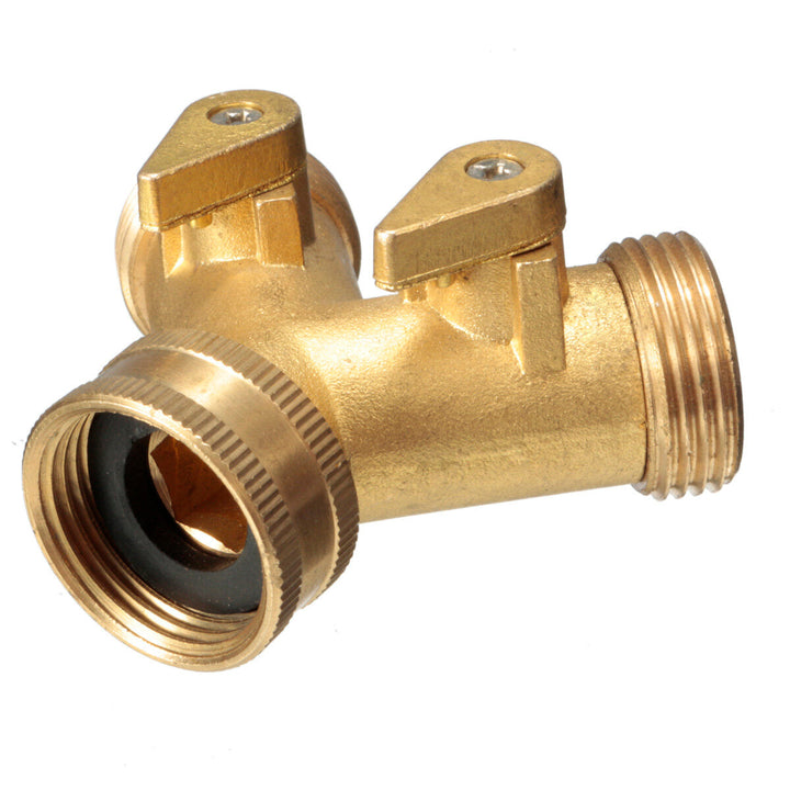 3,4 " Brass Garden Irrigation Hose Splitter Faucet Manifold 2 Way Y Shape Adapter Pipe Tap Connector Image 10