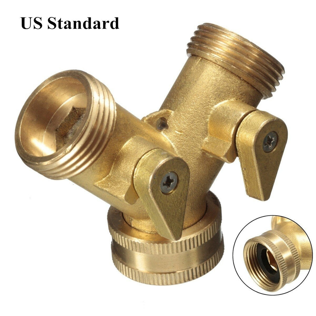 3,4 " Brass Garden Irrigation Hose Splitter Faucet Manifold 2 Way Y Shape Adapter Pipe Tap Connector Image 12