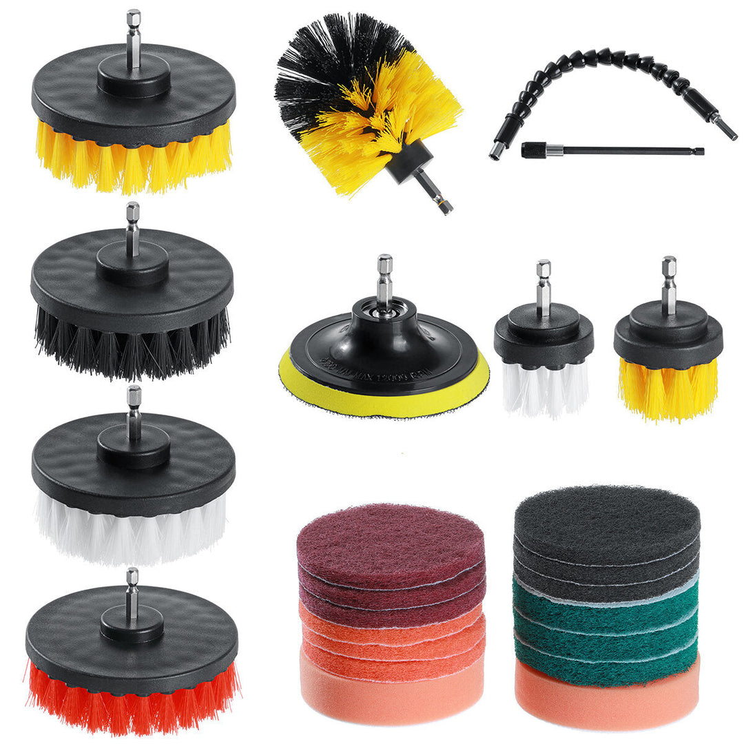 24pcs Cleaning Drill Brush Attachment Set Carpet Tile Power Scrubber Cleaner Attachment Image 1