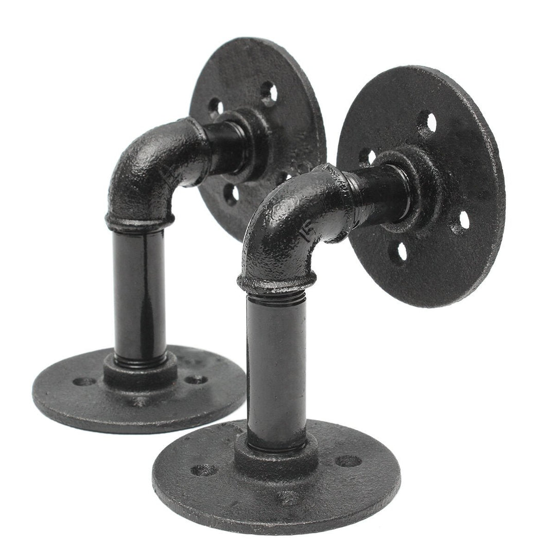 2Pcs Industrial Iron Pipe Shelf Bracket Bookcase Storage Holder Support Stand DIY Image 1