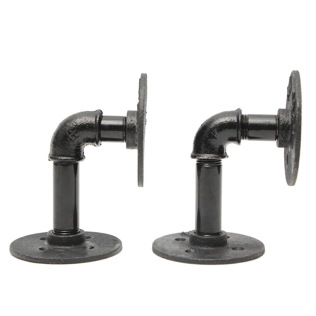 2Pcs Industrial Iron Pipe Shelf Bracket Bookcase Storage Holder Support Stand DIY Image 7