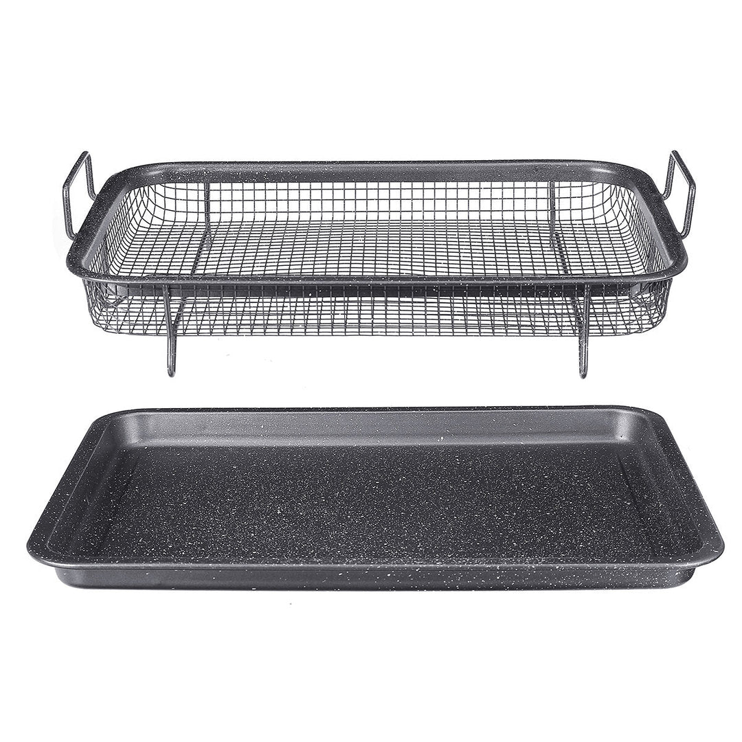 2Pcs Non Stick Mesh Pan Air Fryer Oven Mesh Baking Grill Tray Basket Tool Image 2