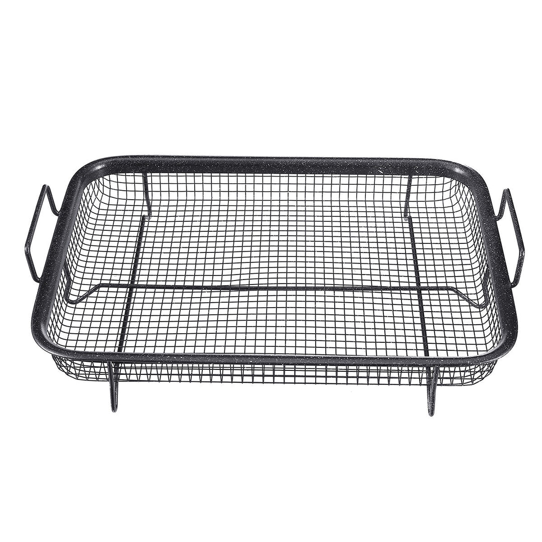 2Pcs Non Stick Mesh Pan Air Fryer Oven Mesh Baking Grill Tray Basket Tool Image 5