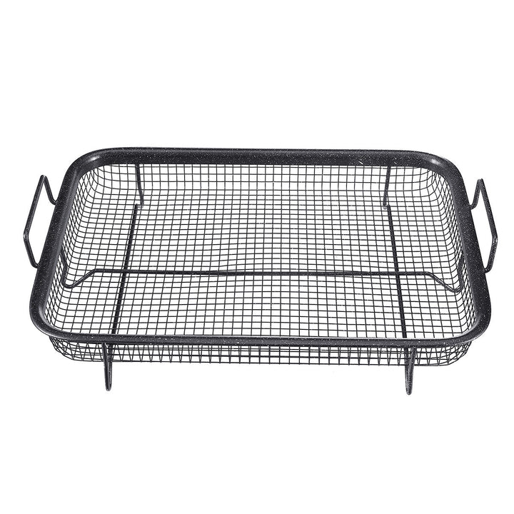 2Pcs Non Stick Mesh Pan Air Fryer Oven Mesh Baking Grill Tray Basket Tool Image 5