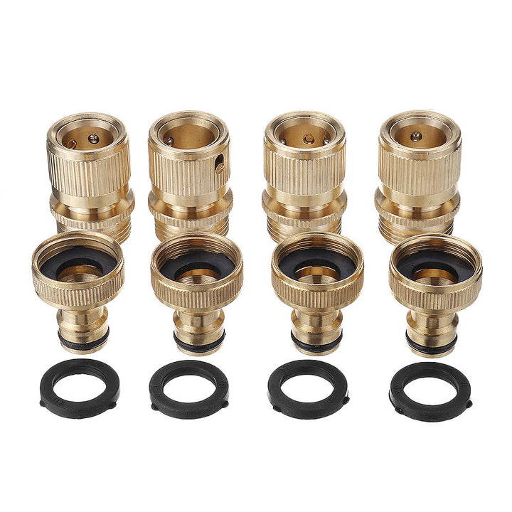 3,4 BSP Solid Brass Male and Female Connector Garden Hose Quick Connect Water Pipe Connectors Fitting w, Washers Image 1