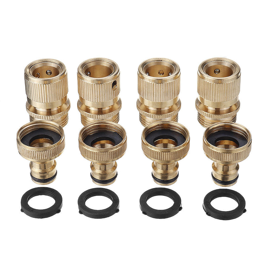 3,4 BSP Solid Brass Male and Female Connector Garden Hose Quick Connect Water Pipe Connectors Fitting w, Washers Image 1