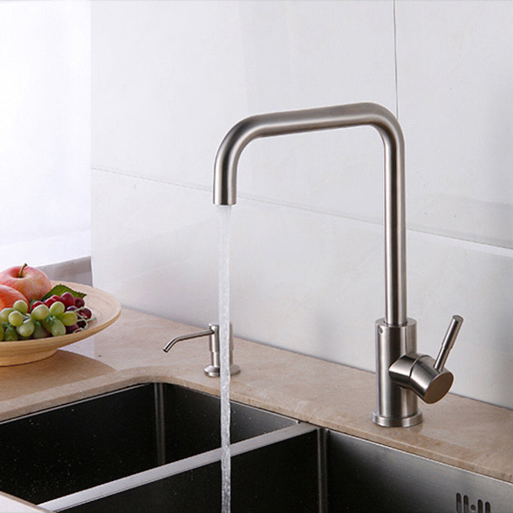 304 Stainless Steel Burnished Faucet Kitchen Hot And Cold Water Mixer Single Handle Rotation Tap Image 2