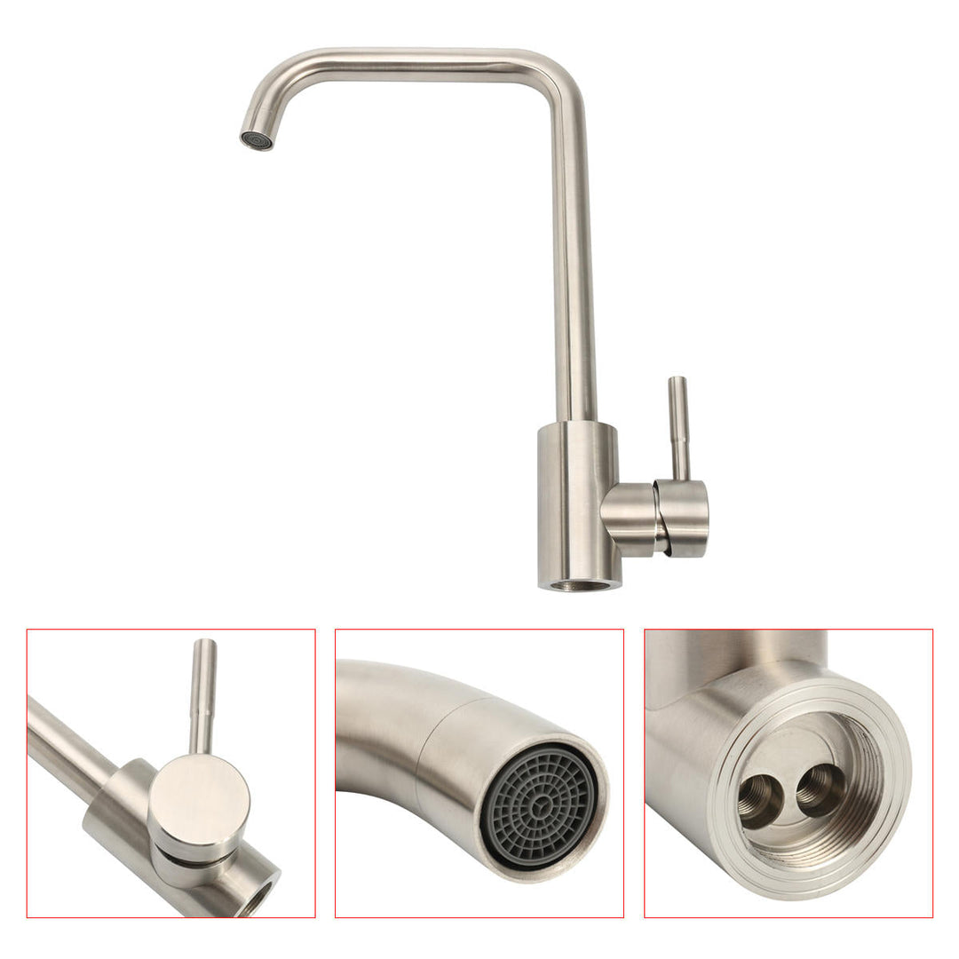 304 Stainless Steel Burnished Faucet Kitchen Hot And Cold Water Mixer Single Handle Rotation Tap Image 3