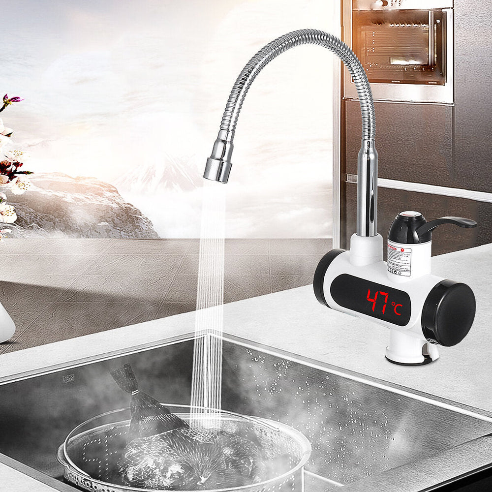 3000W Electric Faucet Tap Instant Hot Water Digital Heater Home Bathroom Kitchen Image 2