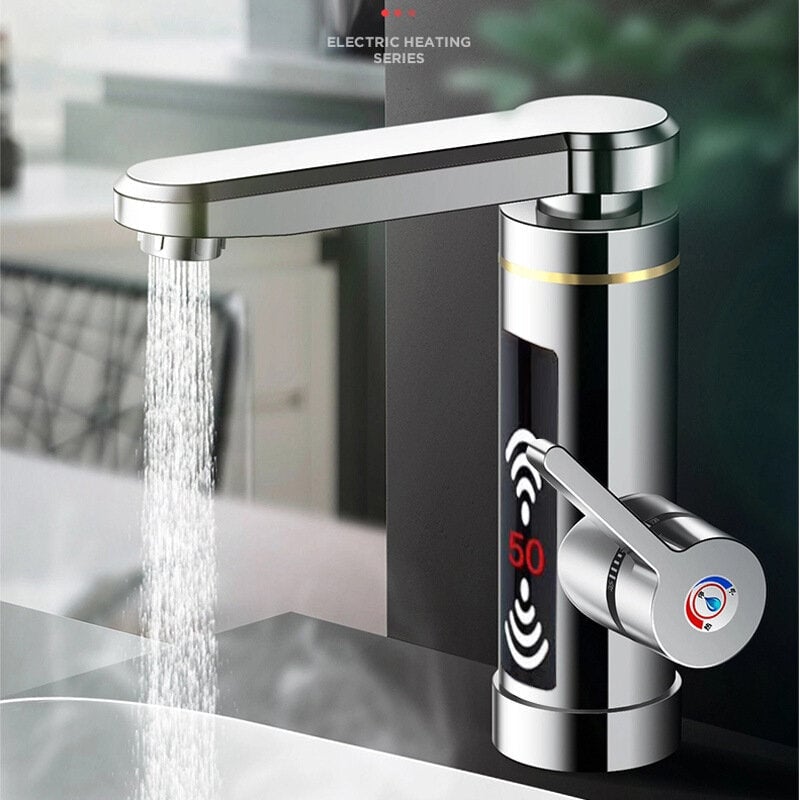 3000W Electric Faucet Heater Water Instant Heating Home Bathroom Kitchen Hot and Cold Mixer Tap LED Display EU Plug Image 1