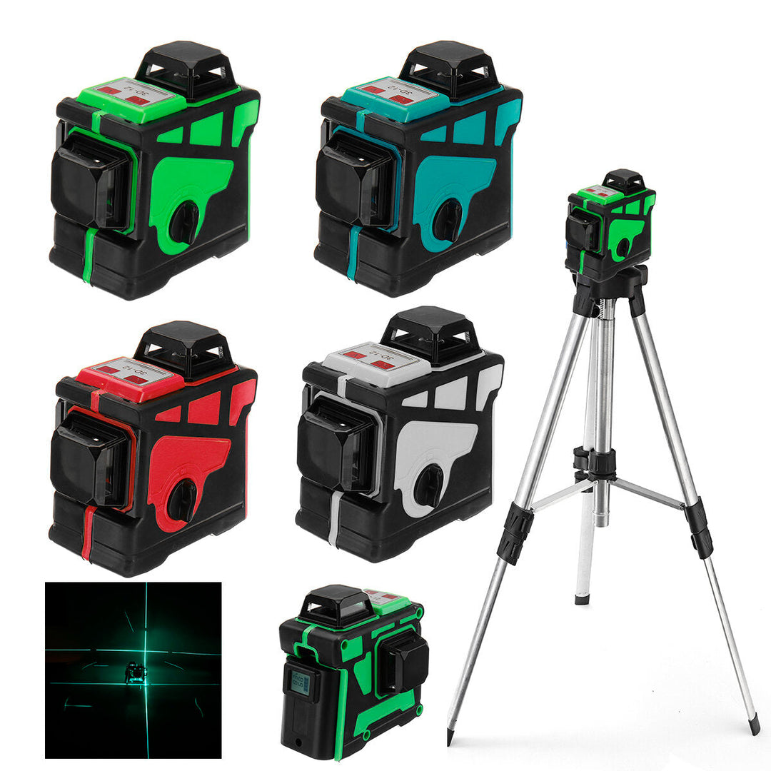 3D 12 Line Blue Light Laser Level LCD 360 Rotary Self Leveling Cross Measuring Tool Image 1