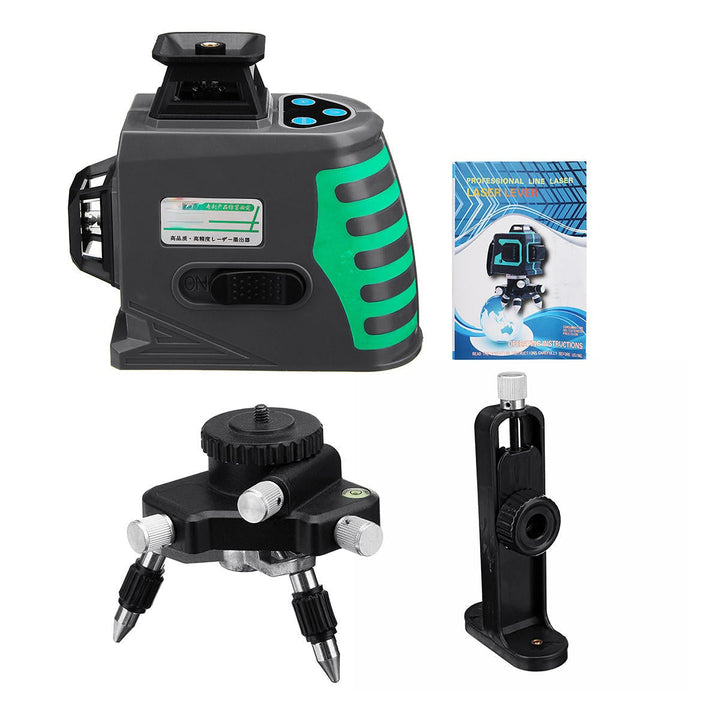 3D 12 Lines Laser Level Self-Leveling 3x360 Green,Blue Light + Bracket + Holder Image 1