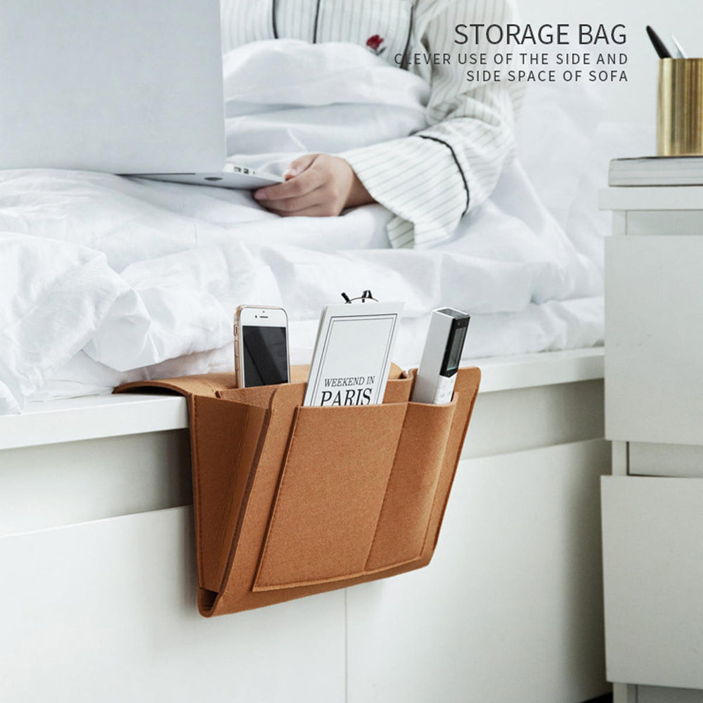 32x20x10cm Felt Bedside Sofa Storage Bag Remote Book Phone Hanging Parts Storage Box Image 2